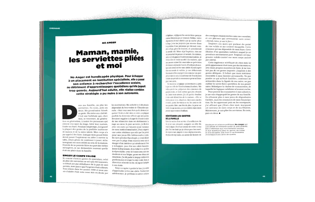 mock-up Chronique No Anger « Maman, Mamie, les serviettes pliées et moi » - La Déferlante 12