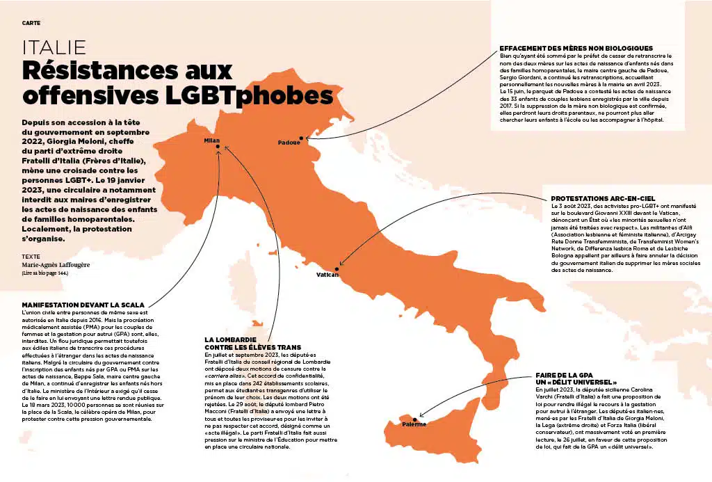 Carte Italie « Résistances aux offensives LGBTphobes » Marie-Agnès Laffougère