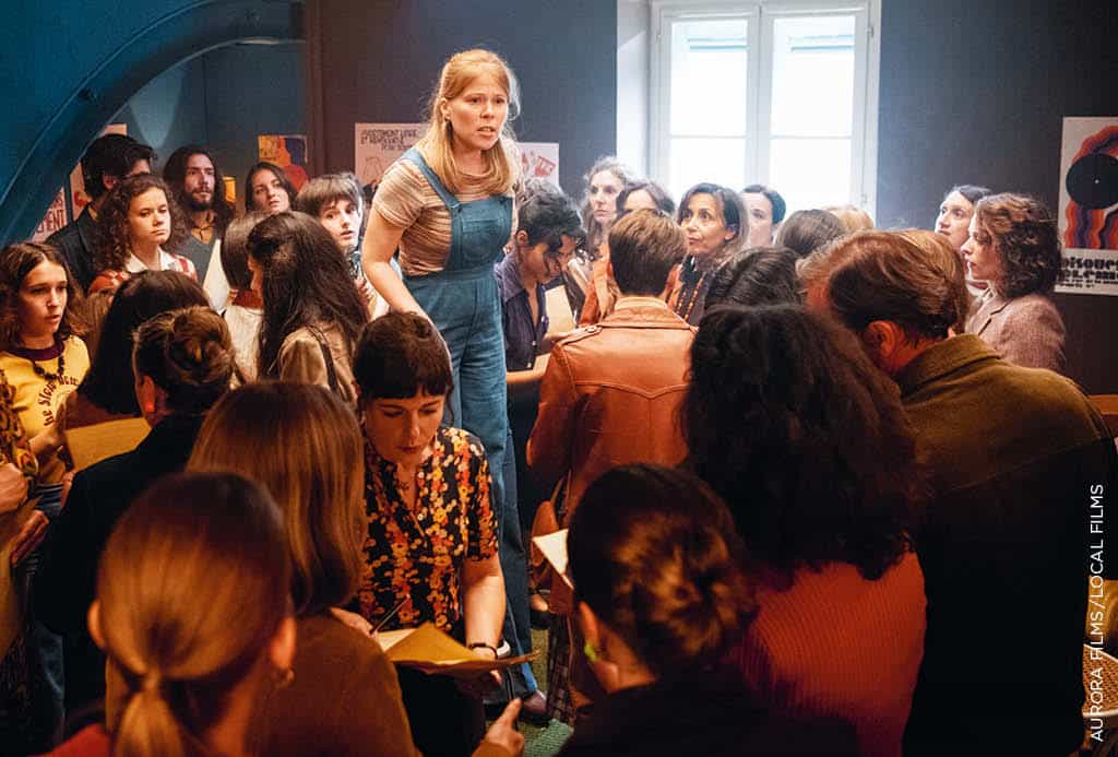 Dans Annie Colère, film de Blandine Lenoir sorti en 2022, l’actrice India Hair (au centre) incarne Claudine, militante du Mouvement pour la libération de l’avortement et de la contraception (Mlac). Aurora Films / Local Films