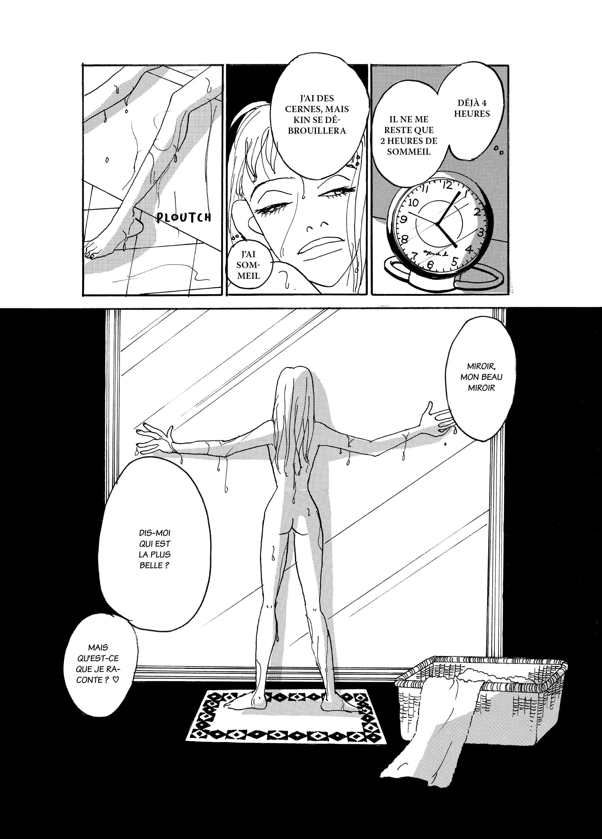 Planche extraite de Helter Skelter, de Kyōko Okazaki, Atelier akatombo, 2023. On y suit le déclin sordide de la top-modèle Ririko. Une charge implacable contre les diktats de la beauté.Helter Skelter ©︎ Kyoko Okazaki 2003 / SHODENSHA Publishing Co